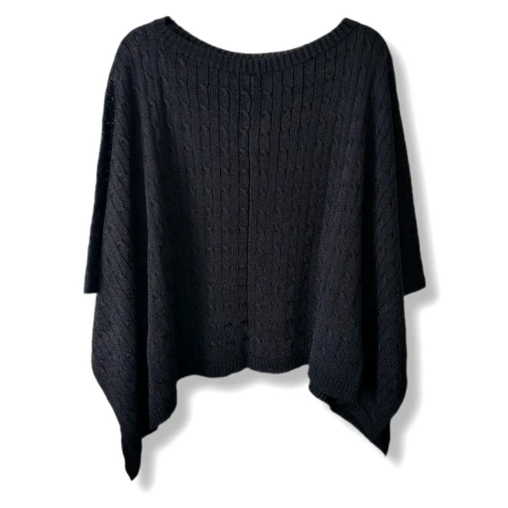 Ralph Lauren Black Cable Knit Poncho - Picture 1 of 7